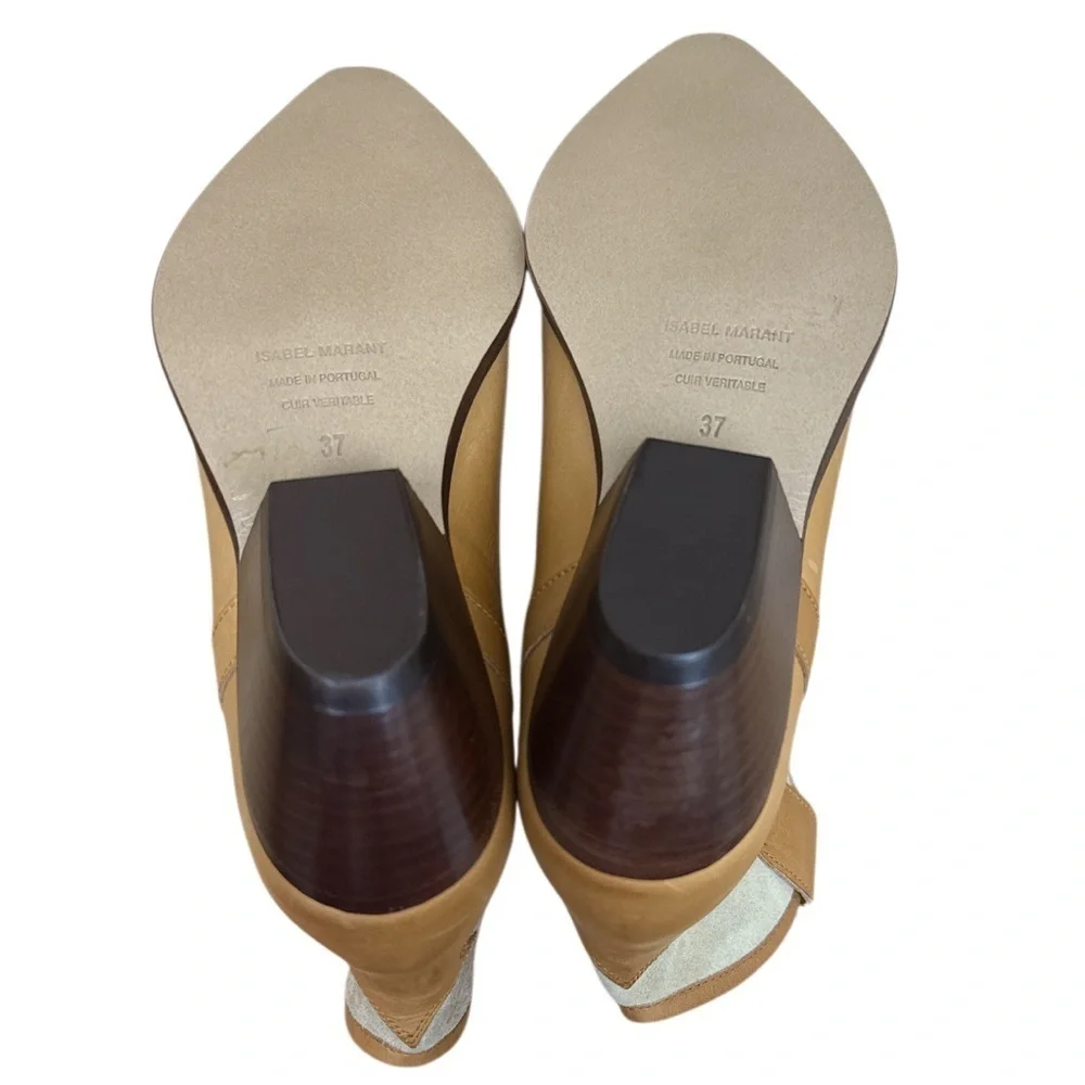 NWOB Isabel Marant Demar Mix suede Ecru Short Western Point Toe Boots Size 37